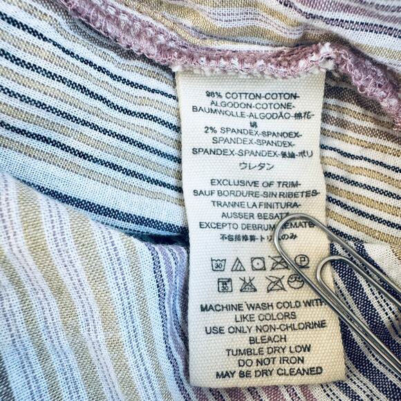 Free People Womens High Tide Button Top Shirt Size M Cotton Blend Stripe Pastel - Picture 7 of 8